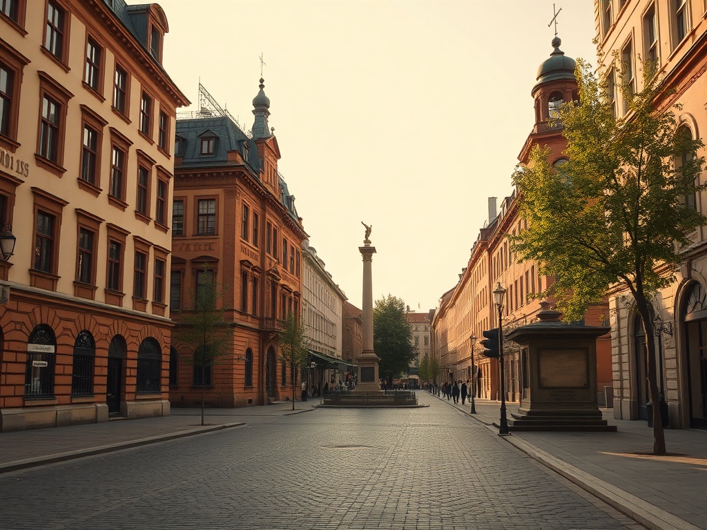 Widok na centrum Gliwic z widocznymi śladami transformacji architektonicznej na początku XXI wieku.